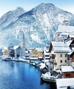 Hallstatt Winter Village Paint By Number