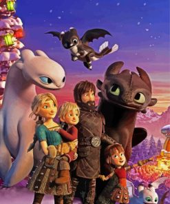 Hiccup And Astrid And The Dragons Paint By Number