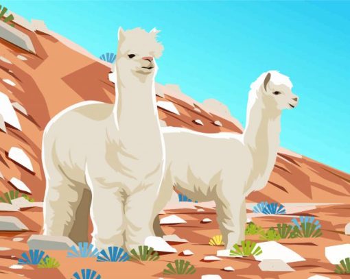 Illustration Desert Alpacas Paint By Number