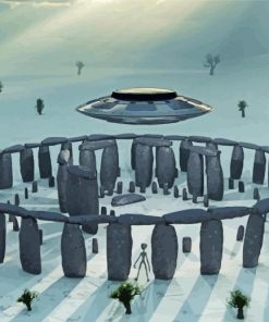 Illustration Stonehenge And Spaceship Paint By Number