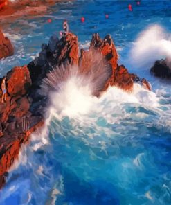 Large Waves On Rocks Paint By Number