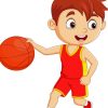 Little Boy With Basketball Cartoon Paint By Number