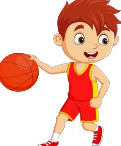 Little Boy With Basketball Cartoon Paint By Number