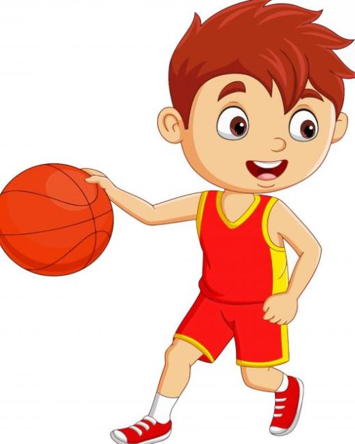 Little Boy With Basketball Cartoon Paint By Number