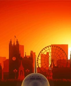 Manchester Skyline Sunset Paint By Numbe'