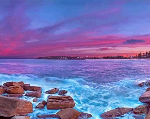 Manly Beach At Sunset Paint By Number