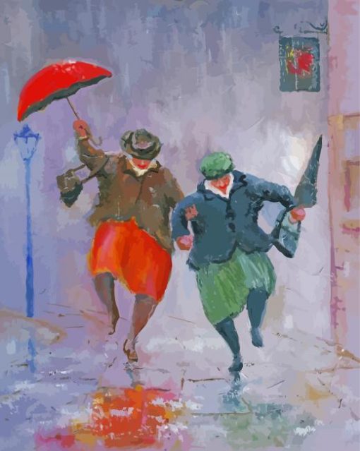 Old Ladies Dancing In The Rain Paint By Number