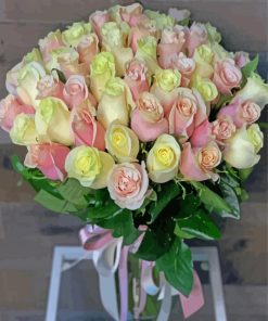 Pink And White Roses Bouquet Paint By Number