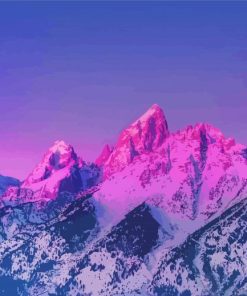 Snowy Pink Mountains Paint By Number