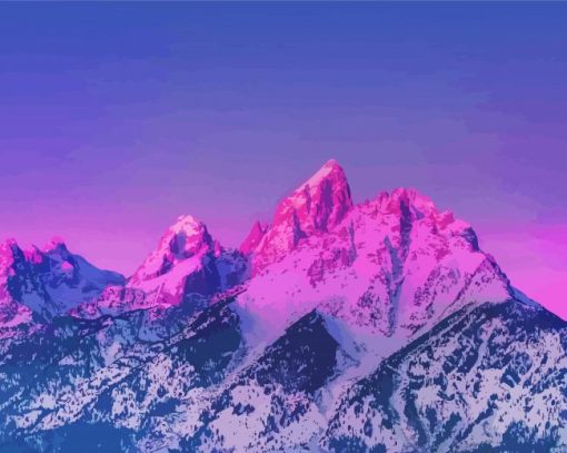 Snowy Pink Mountains Paint By Number