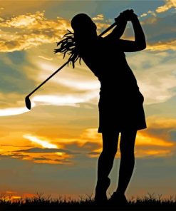 Sport Golf Lady Silhouette Paint By Number