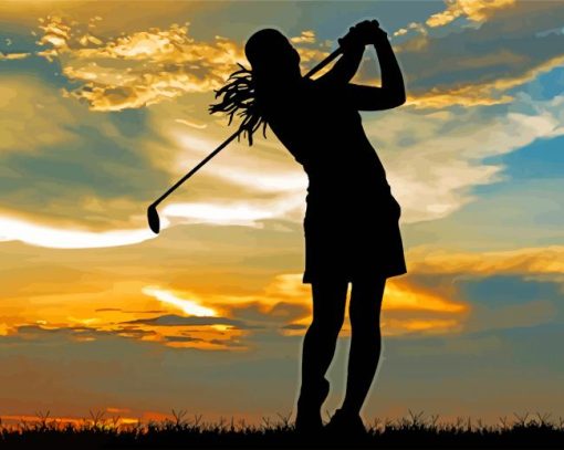 Sport Golf Lady Silhouette Paint By Number