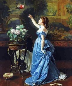 Woman With Parrot By Auguste Toulmouche Paint By Number