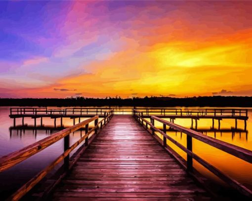 Aesthetic Docks With Sunset Paint By Number