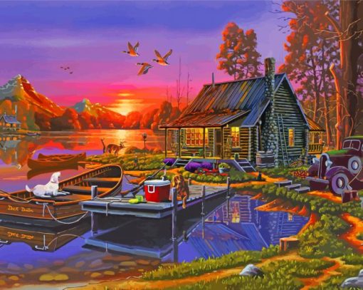 Aesthetic Peace River Cabin Paint By Number