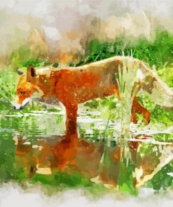 Aesthetic Red Fox Watercolor Paint By Number