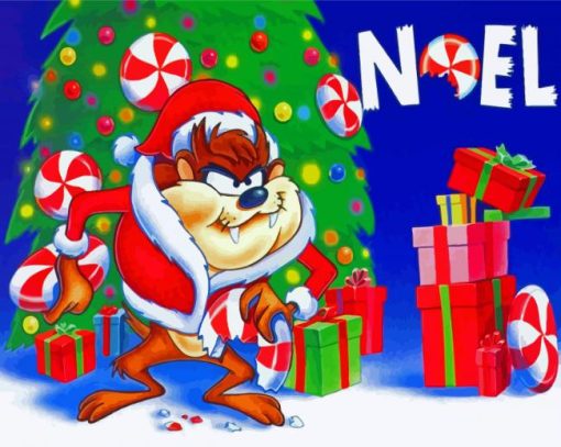 Christmas Tasmanian Devil Cartoon Paint By Number