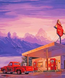 Coffee And Old Gas Station Truck Paint By Number