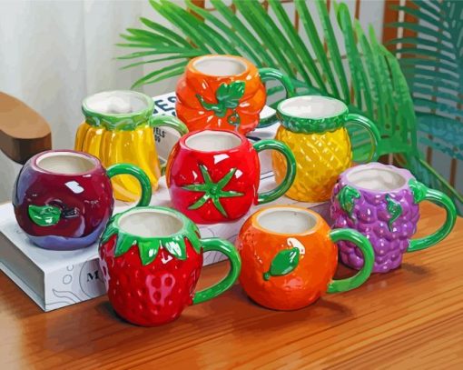 Coffee Cup Fruits Paint By Number