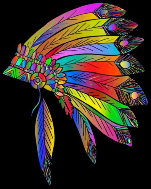 Colorful Indian Headdress Paint By Number