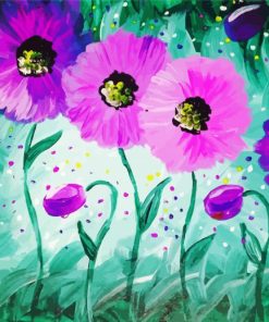 Cool Violets And Poppies Paint By Number