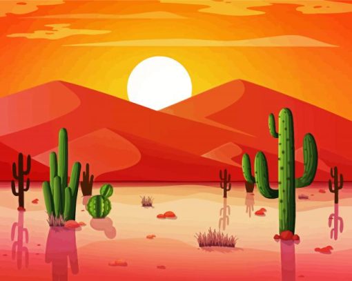 Desert Landscape Illustration Paint By Number