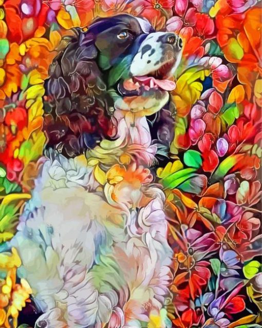 Floral Colorful Springer Spaniel Paint By Number