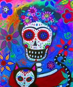 Frida Skeleton And Her Cat Paint By Number