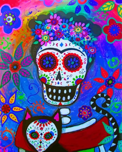 Frida Skeleton And Her Cat Paint By Number