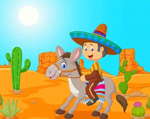 Man And Donkey In The Mexican Desert Paint By Number