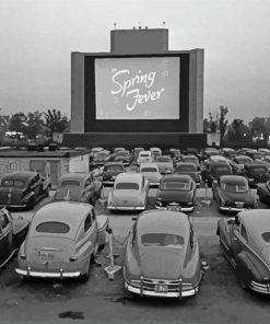 Monochrome Classic Cars In Drive Ins Paint By Number