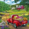 Red Truck With Flowers Art Paint By Number