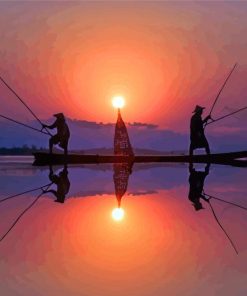 Reflection Fishing At Sunset Paint By Number