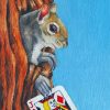 Squirrel Stole Jack Of Diamonds Card Paint By Number