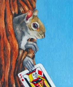 Squirrel Stole Jack Of Diamonds Card Paint By Number