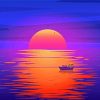 Sunset With Boat Illustration Paint By Number