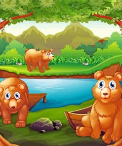 Three Bears Cartoon Paint By Number