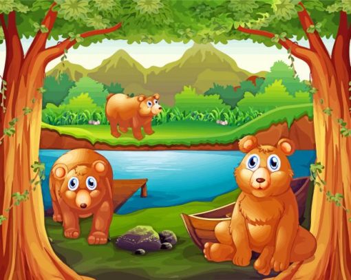 Three Bears Cartoon Paint By Number