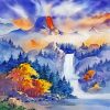 Watercolor Mountains Waterfall Art Paint By Number