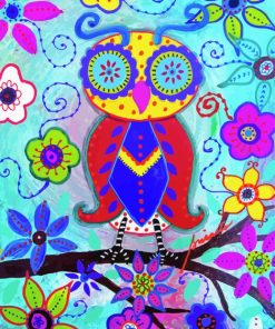 Abstract Owl And Flowers Paint By Number