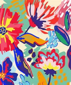 Abstract Colorful Flowers Paint By Number