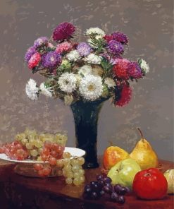 Asters And Fruit On A Table Henri Fantin Latour Paint By Number