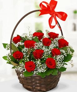 Basket Of Red Roses Paint By Number