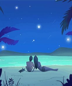 Beach Night Illustration Paint By Number