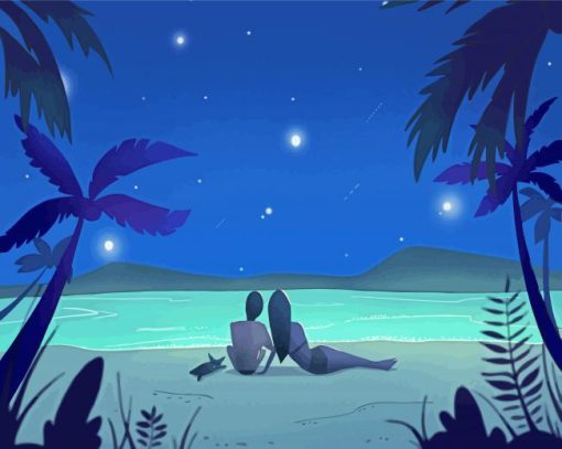 Beach Night Illustration Paint By Number