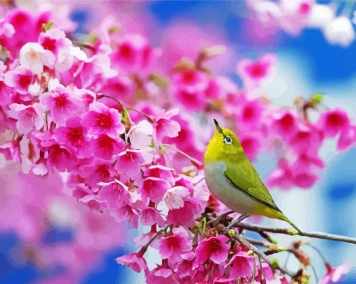 Bird And Blossom Paint By Number