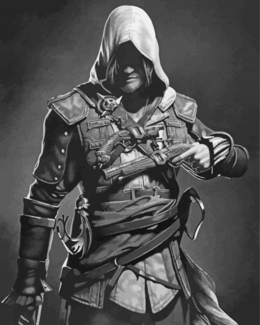 Black And White Assassins Creed Arno Paint By Number