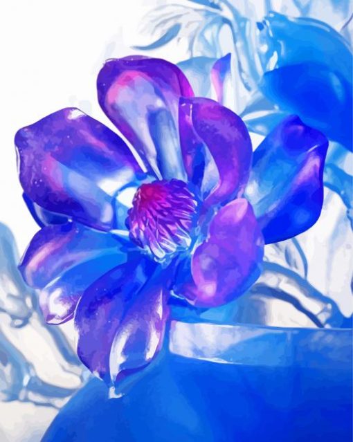 Blue Purple Crystal Flower Paint By Number