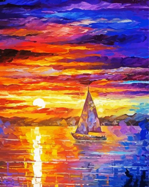 Boat And Landscape Abstract Paint By Number