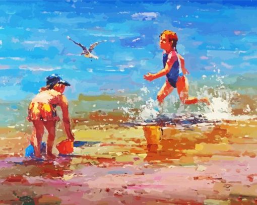 Children At The Seaside Art Paint By Number